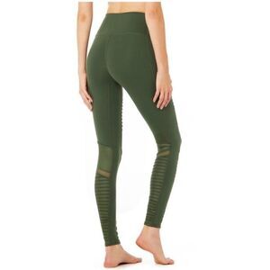 ALO Yoga green moto high rise waist leggings XS